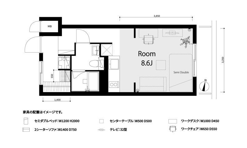 ソアール方南町(ワンルーム/2階)の間取り写真