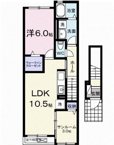 パープルテラス(1LDK/2階)の間取り写真