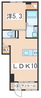 プランドール(1LDK/1階)の間取り写真