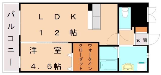 パシオンクレシア(1LDK/2階)の間取り写真
