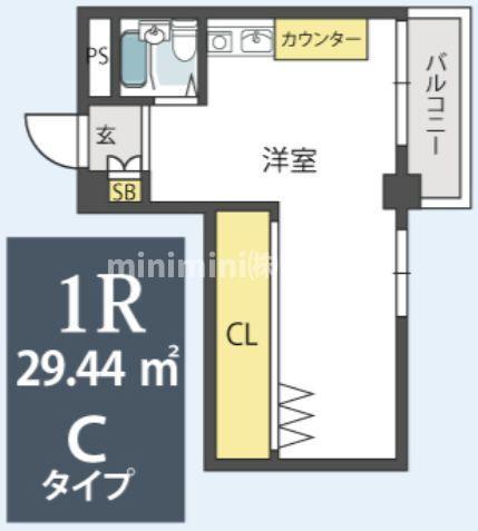 大国町池田マンション(ワンルーム/5階)の間取り写真