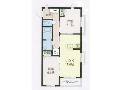 LESOLEILI(2LDK/2階)の間取り写真