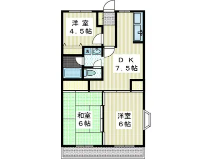 シャテロ石橋(3DK/4階)の間取り写真