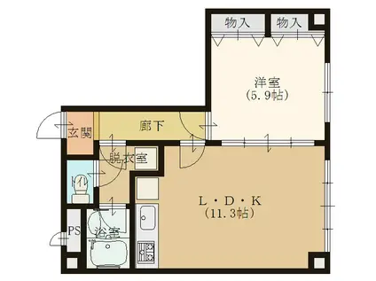 ミルキーハウス(1LDK/2階)の間取り写真