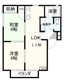コンフォートB(2LDK/2階)の間取り写真