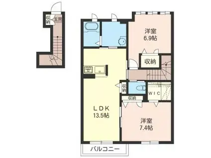 ガーデンフィールド E(2LDK/2階)の間取り写真