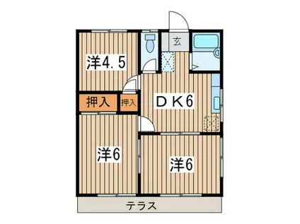 化粧坂ハイツ(3DK/1階)の間取り写真