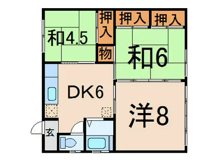 サンハイム荒楯(3DK/2階)の間取り写真