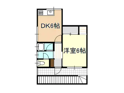 近藤第2アパート(1DK/3階)の間取り写真