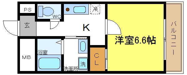 グルーヴ平野(1K/3階)の間取り写真