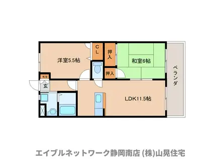 グランポワールII(2LDK/3階)の間取り写真