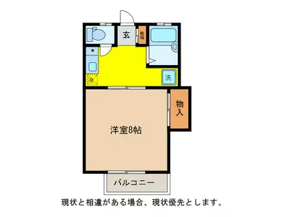 上松ハウスB(1K/2階)の間取り写真