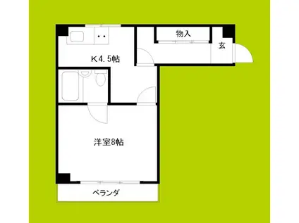 三澤シティハイム(1DK/4階)の間取り写真
