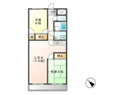 ファミリータウンむらた(2LDK/2階)の間取り写真