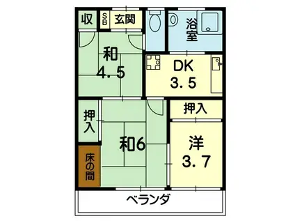 小山アパート(3DK/2階)の間取り写真