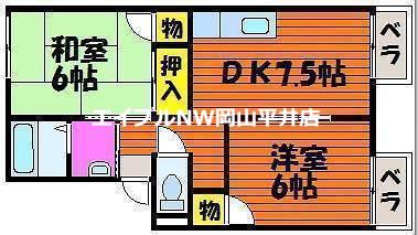 グランドール藤岡(2DK/2階)の間取り写真