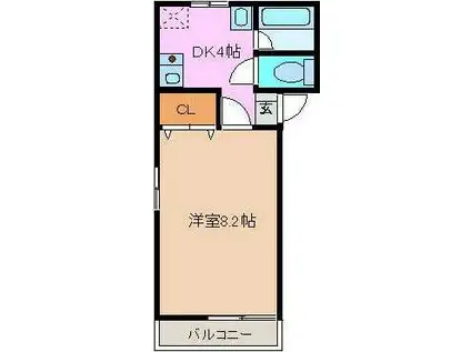 IMAZUハイツ田宮(1K/1階)の間取り写真