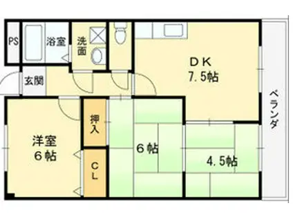 松岡マンションII(3DK/3階)の間取り写真