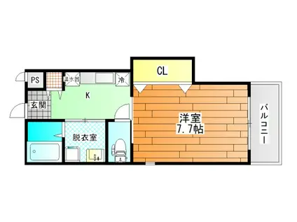 ドミール古市(1K/4階)の間取り写真