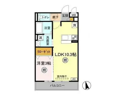 ブリックガーデン(1LDK/2階)の間取り写真