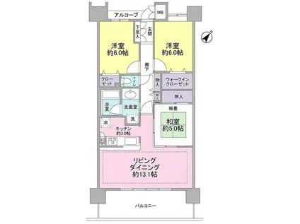 ベイステージ横浜432(3LDK/5階)の間取り写真
