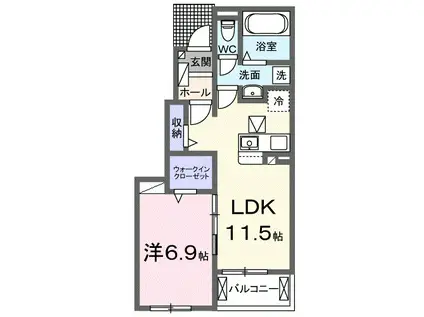 ポートヴィレッジ24 II(1LDK/1階)の間取り写真