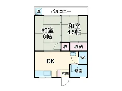 東豊マンション(2DK/2階)の間取り写真