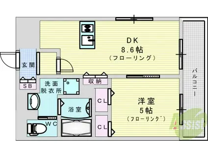 LUXE新大阪1(1DK/9階)の間取り写真