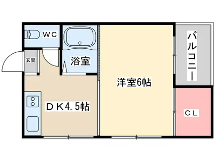 大淀マンション(1DK/4階)の間取り写真