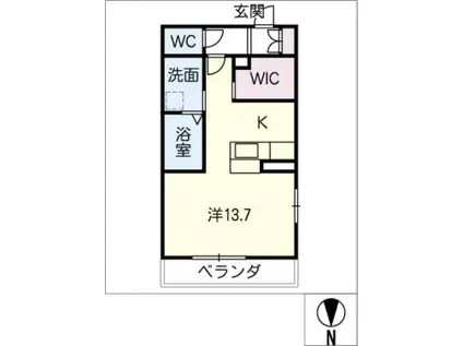 ソレイユ神山(ワンルーム/2階)の間取り写真