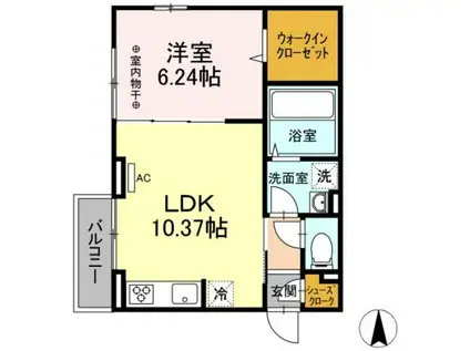 コンフォート北綾瀬(1LDK/2階)の間取り写真