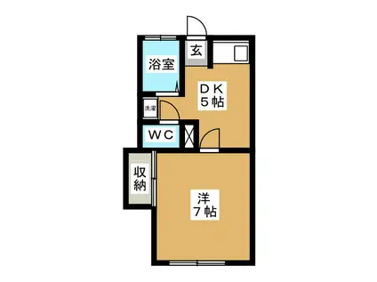 プラッツK(1DK/1階)の間取り写真