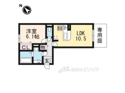 ラ・ルーチェ一里山(1LDK/1階)の間取り写真