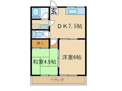 サンシティ(2DK/2階)の間取り写真