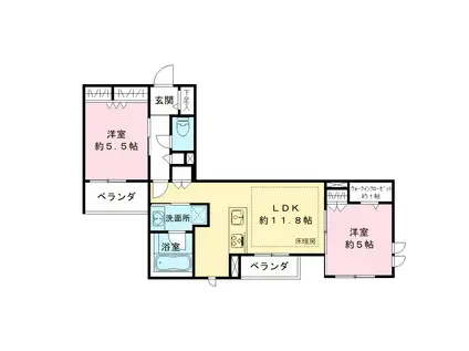 苅宿メゾン(2LDK/2階)の間取り写真