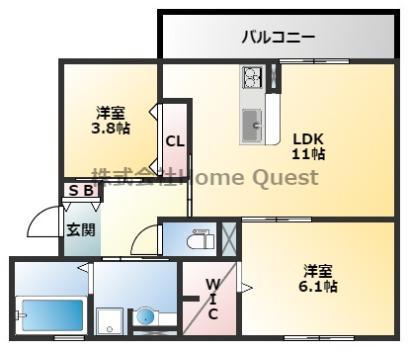 エクセレント曙川東II(2LDK/1階)の間取り写真