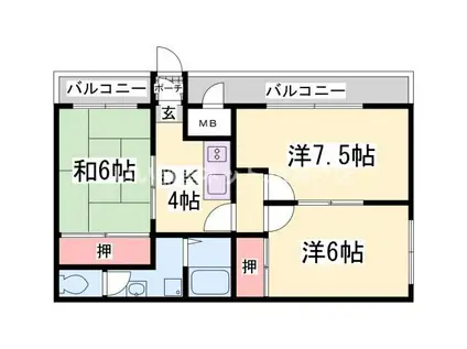 グランディアミアモーレ鈴蘭台(3DK/1階)の間取り写真