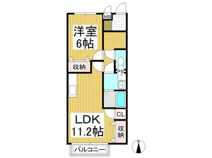 アベニール(1LDK/2階)の間取り写真