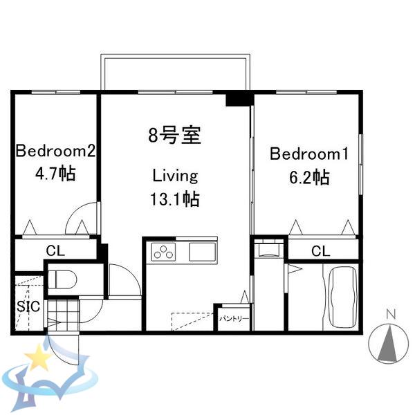 AUGUSTA伏見(2LDK/3階)の間取り写真