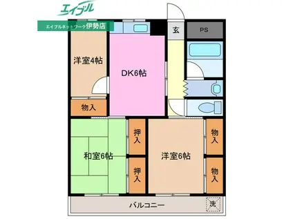 アクアビット(3DK/3階)の間取り写真