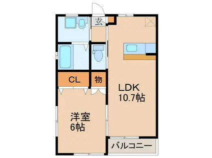 サンハイツ岡崎L(1LDK/2階)の間取り写真