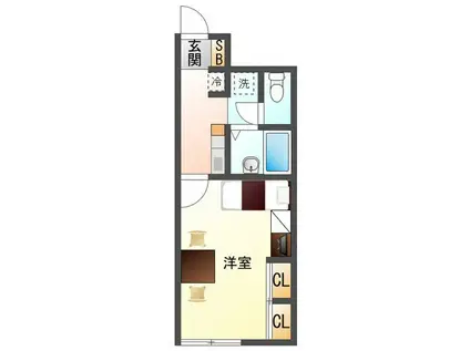 ニューグレイス塩浜(1K/1階)の間取り写真