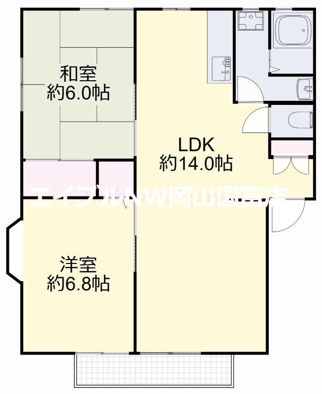 瑞穂の里D(2LDK/2階)の間取り写真