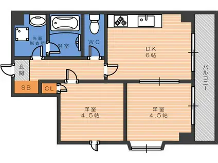 プレシャス長居(2DK/1階)の間取り写真