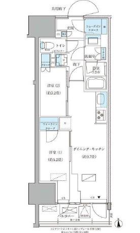 パークアクシス品川天王洲アイル(2DK/10階)の間取り写真
