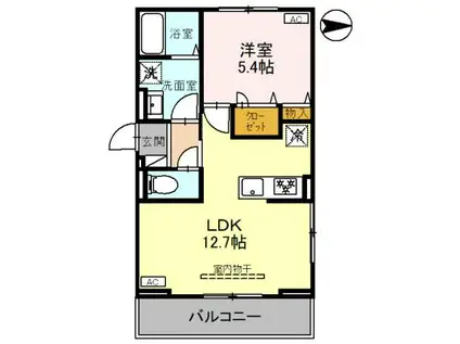 カスタリアVII(1LDK/1階)の間取り写真