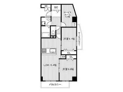 デラーノ(2SLDK/4階)の間取り写真