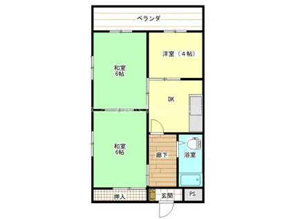 清輝橋マンション(2DK/6階)の間取り写真