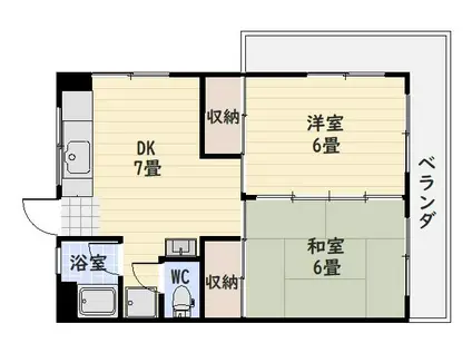 MSDビル(2DK/6階)の間取り写真