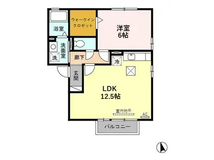 アメニティA(1LDK/1階)の間取り写真